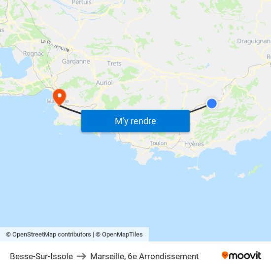 Besse-Sur-Issole to Marseille, 6e Arrondissement map