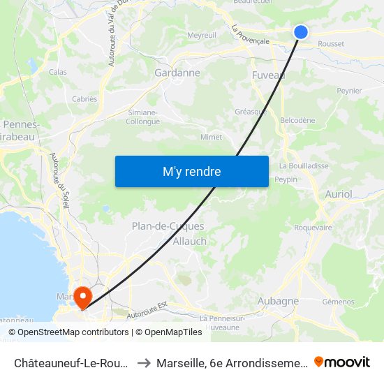 Châteauneuf-Le-Rouge to Marseille, 6e Arrondissement map