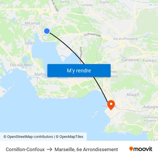 Cornillon-Confoux to Marseille, 6e Arrondissement map