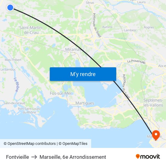 Fontvieille to Marseille, 6e Arrondissement map