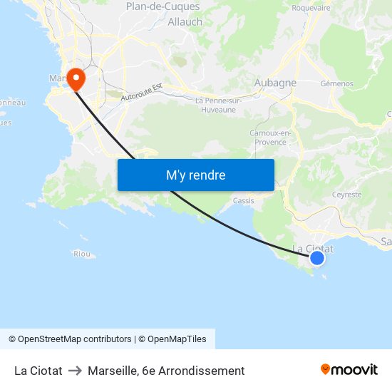 La Ciotat to Marseille, 6e Arrondissement map