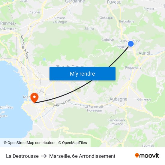 La Destrousse to Marseille, 6e Arrondissement map