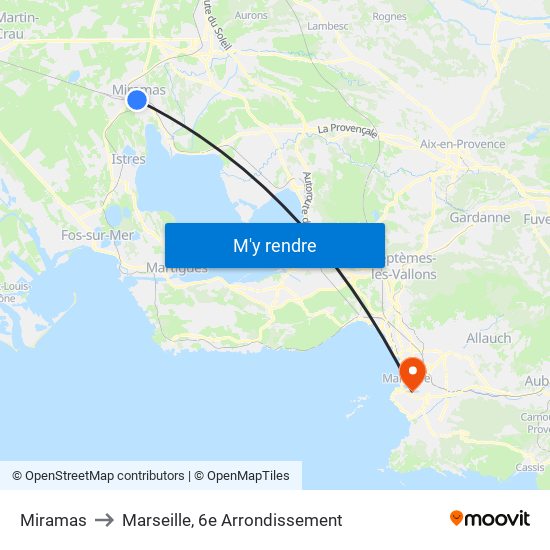 Miramas to Marseille, 6e Arrondissement map