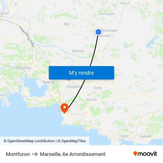 Montfuron to Marseille, 6e Arrondissement map