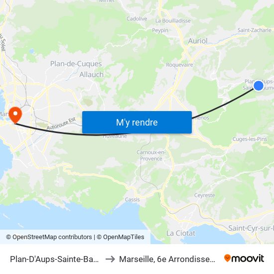 Plan-D'Aups-Sainte-Baume to Marseille, 6e Arrondissement map