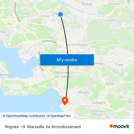 Rognes to Marseille, 6e Arrondissement map
