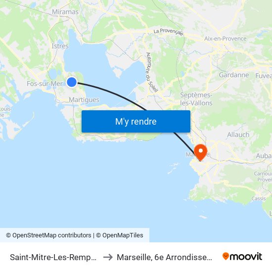 Saint-Mitre-Les-Remparts to Marseille, 6e Arrondissement map
