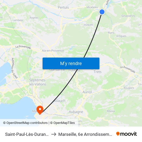 Saint-Paul-Lès-Durance to Marseille, 6e Arrondissement map