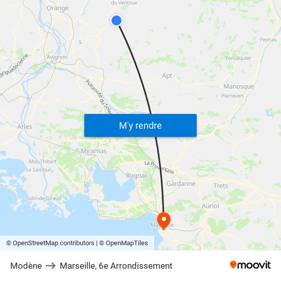 Modène to Marseille, 6e Arrondissement map