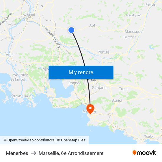 Ménerbes to Marseille, 6e Arrondissement map