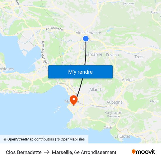 Clos Bernadette to Marseille, 6e Arrondissement map