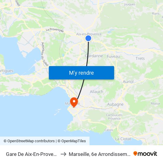 Gare De Aix-En-Provence to Marseille, 6e Arrondissement map