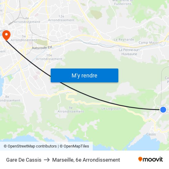 Gare De Cassis to Marseille, 6e Arrondissement map