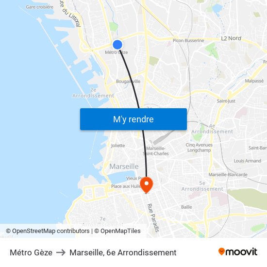 Métro Gèze to Marseille, 6e Arrondissement map