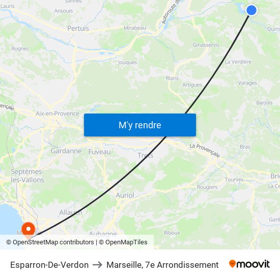 Esparron-De-Verdon to Marseille, 7e Arrondissement map