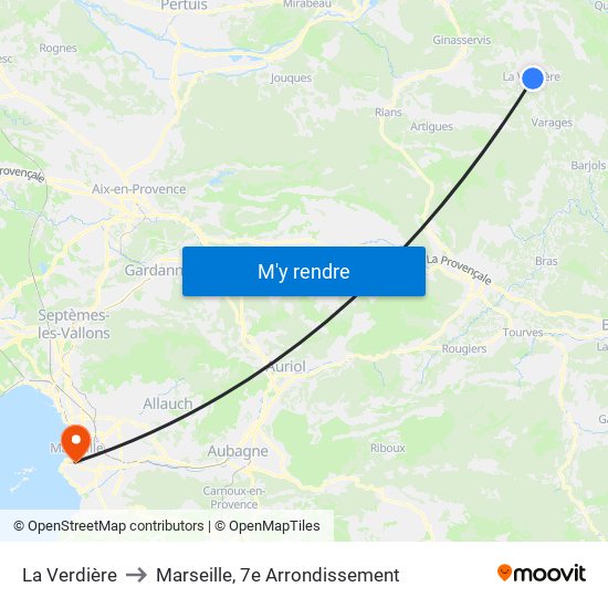 La Verdière to Marseille, 7e Arrondissement map
