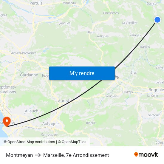 Montmeyan to Marseille, 7e Arrondissement map
