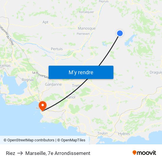 Riez to Marseille, 7e Arrondissement map