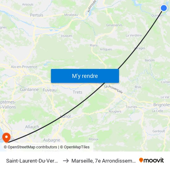 Saint-Laurent-Du-Verdon to Marseille, 7e Arrondissement map