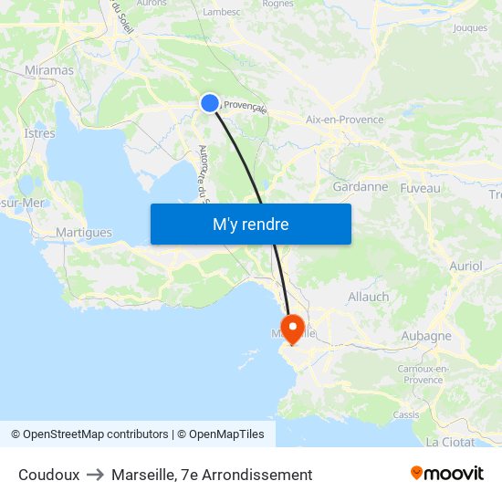 Coudoux to Marseille, 7e Arrondissement map