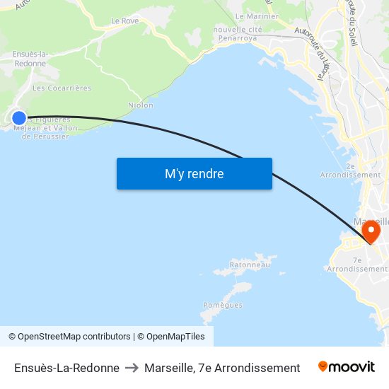 Ensuès-La-Redonne to Marseille, 7e Arrondissement map