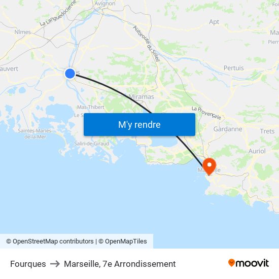 Fourques to Marseille, 7e Arrondissement map