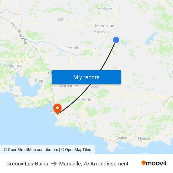 Gréoux-Les-Bains to Marseille, 7e Arrondissement map