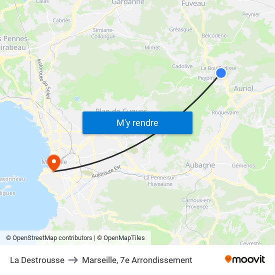 La Destrousse to Marseille, 7e Arrondissement map