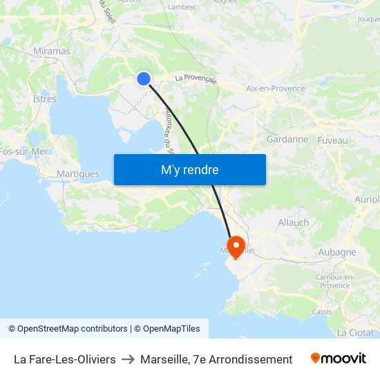 La Fare-Les-Oliviers to Marseille, 7e Arrondissement map