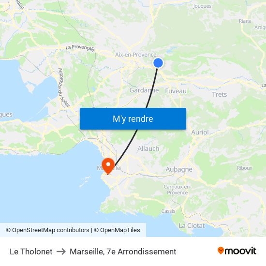 Le Tholonet to Marseille, 7e Arrondissement map