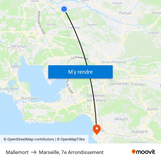 Mallemort to Marseille, 7e Arrondissement map