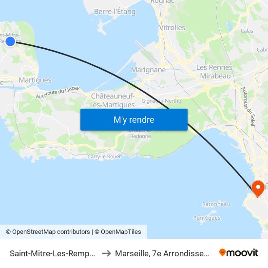 Saint-Mitre-Les-Remparts to Marseille, 7e Arrondissement map
