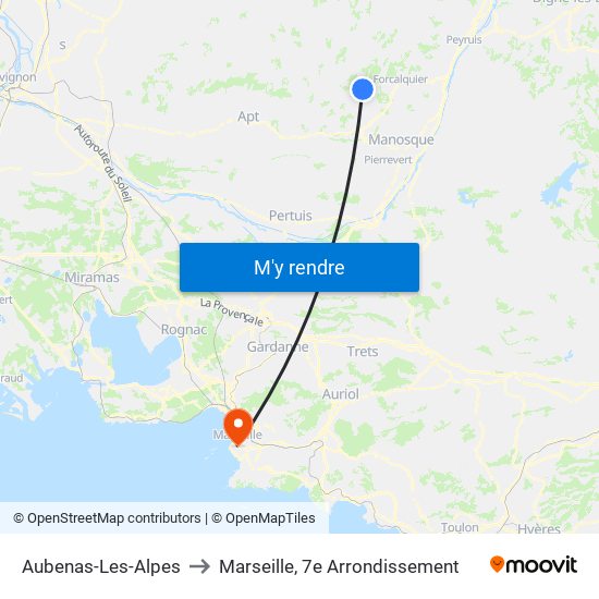 Aubenas-Les-Alpes to Marseille, 7e Arrondissement map