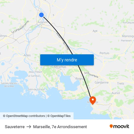 Sauveterre to Marseille, 7e Arrondissement map