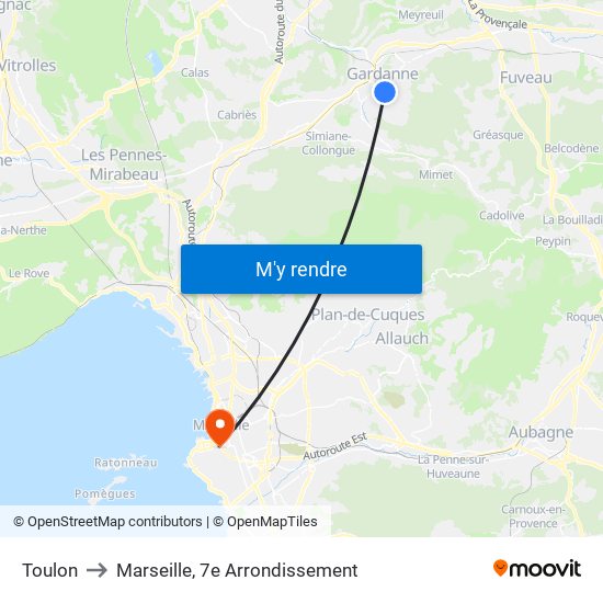 Toulon to Marseille, 7e Arrondissement map