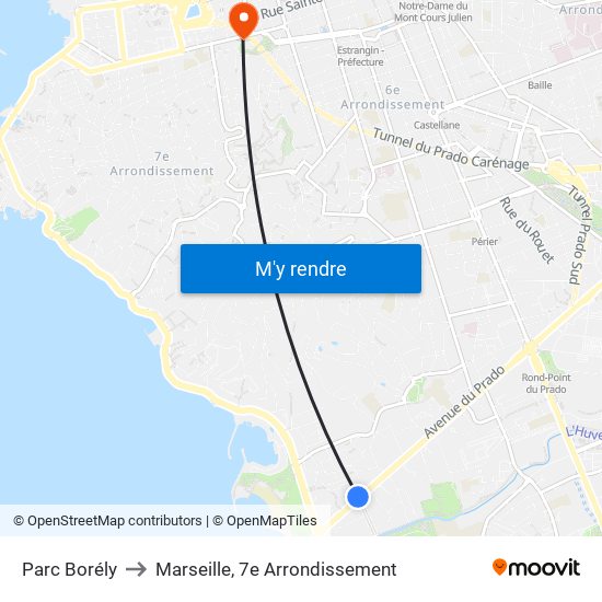 Parc Borély to Marseille, 7e Arrondissement map