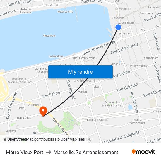 Métro Vieux Port to Marseille, 7e Arrondissement map