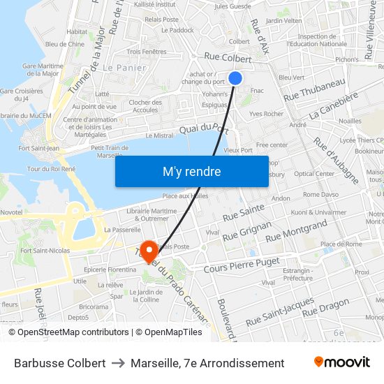 Barbusse Colbert to Marseille, 7e Arrondissement map