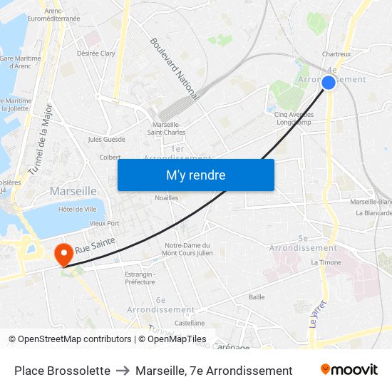 Place Brossolette to Marseille, 7e Arrondissement map