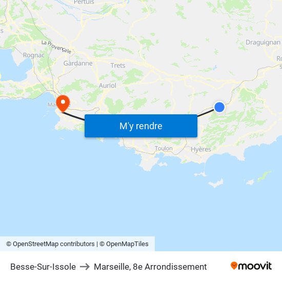 Besse-Sur-Issole to Marseille, 8e Arrondissement map