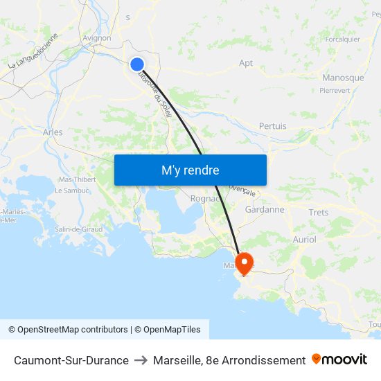 Caumont-Sur-Durance to Marseille, 8e Arrondissement map