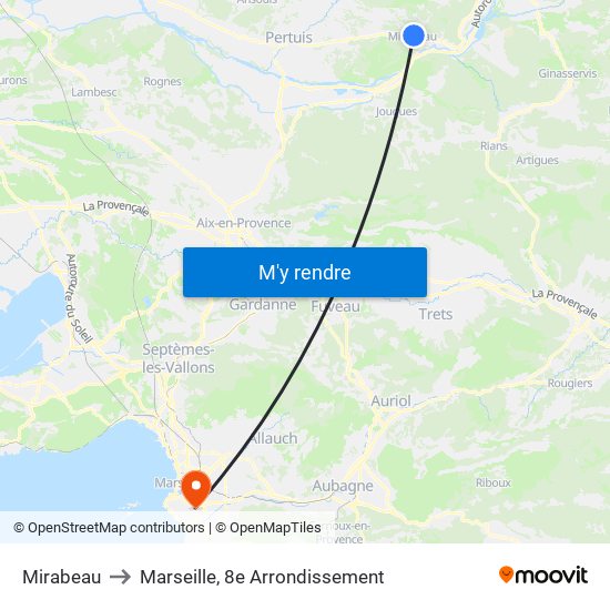 Mirabeau to Marseille, 8e Arrondissement map