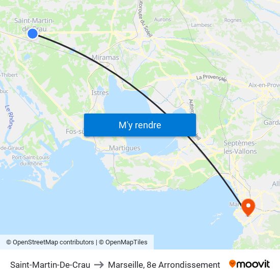 Saint-Martin-De-Crau to Marseille, 8e Arrondissement map