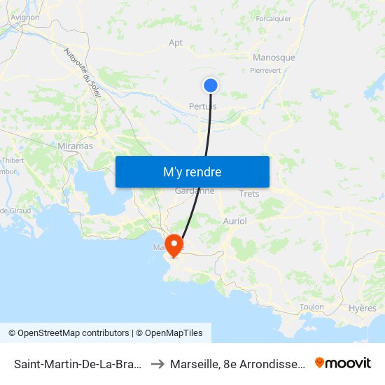 Saint-Martin-De-La-Brasque to Marseille, 8e Arrondissement map