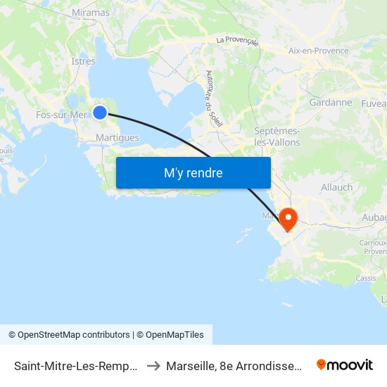 Saint-Mitre-Les-Remparts to Marseille, 8e Arrondissement map