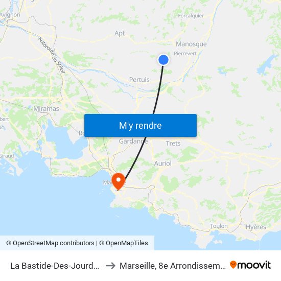 La Bastide-Des-Jourdans to Marseille, 8e Arrondissement map