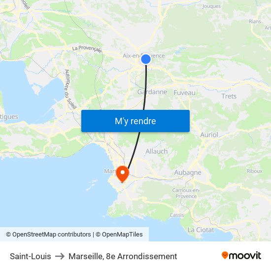 Saint-Louis to Marseille, 8e Arrondissement map