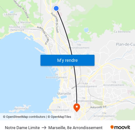 Notre Dame Limite to Marseille, 8e Arrondissement map