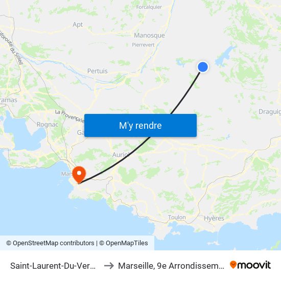 Saint-Laurent-Du-Verdon to Marseille, 9e Arrondissement map