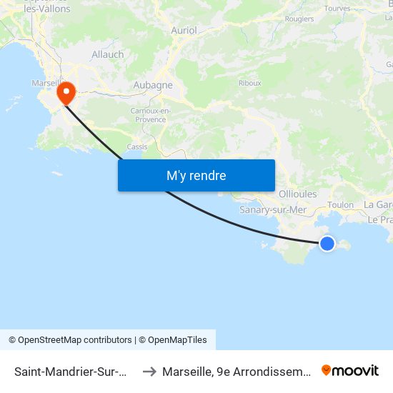 Saint-Mandrier-Sur-Mer to Marseille, 9e Arrondissement map